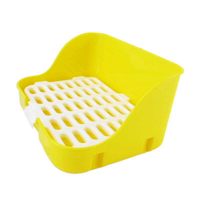 Rabbit Litter Box Cleaner Corner Toilet Hamster Pet Cat Rabbit Square Toilet Urinal Potty Rabbit Poop Pot Indoor Training Tray: Yellow