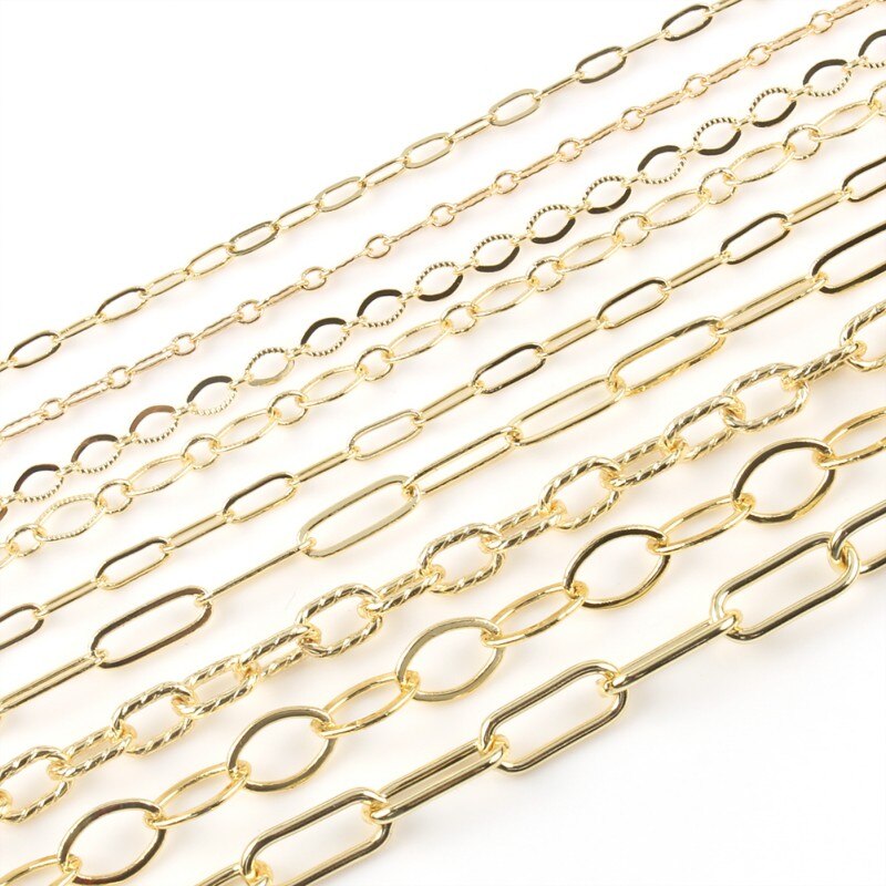 1 Meter Koper Oval Link Chain Paperclip Vierkante Kabel Ketting Armband Kettingen Bevindingen Voor Sieraden Maken Levert Accessoires