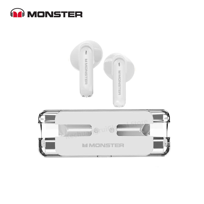 Monster XKT08 słuchawki Bluetooth 5.3 Ture bezprzewodowe słuchawki douszne słuchawki z redukcją szumów o niskim opóźnieniu sportowy zestaw słuchawkowy do gier z mikrofonem: YELLOW