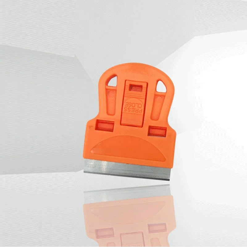 Mini Scrapers, Mini Plastic Handle Steel Blade Window Paint Scraper, Wallpaper Sticker Decal Residue Label Removal, Putty Knives: Orange