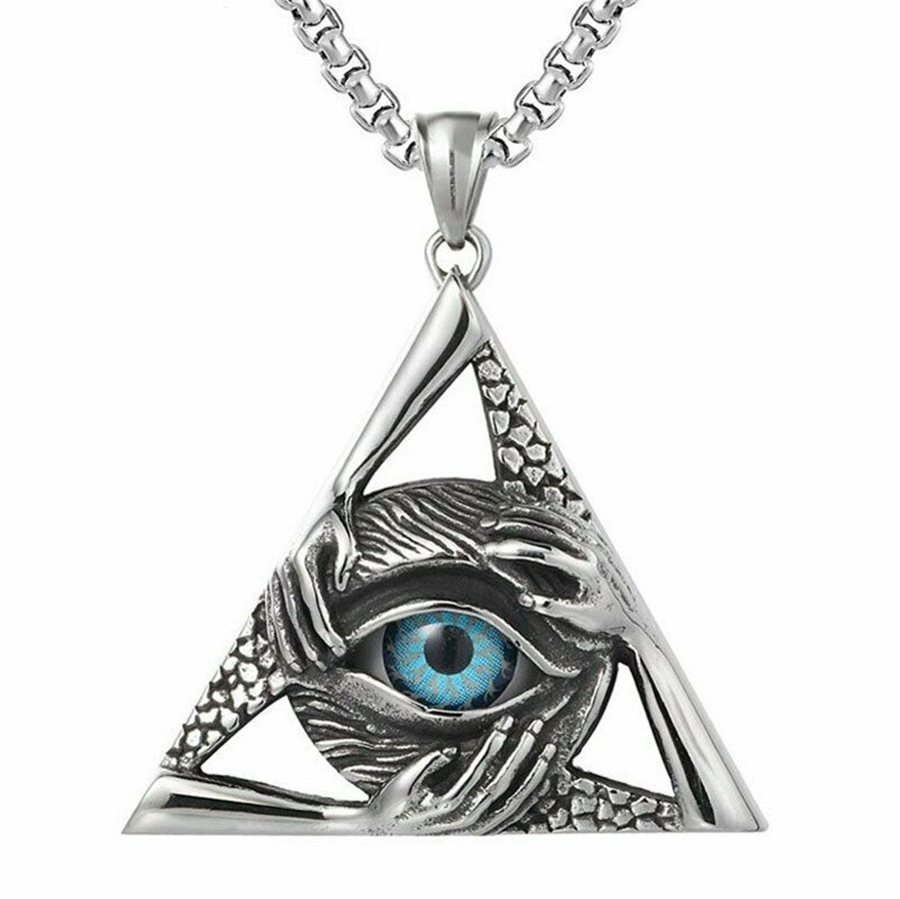 Mens Illuminati Vrijmetselaars Blauw Evil All Seeing Eye Hip Hop Hanger Ketting