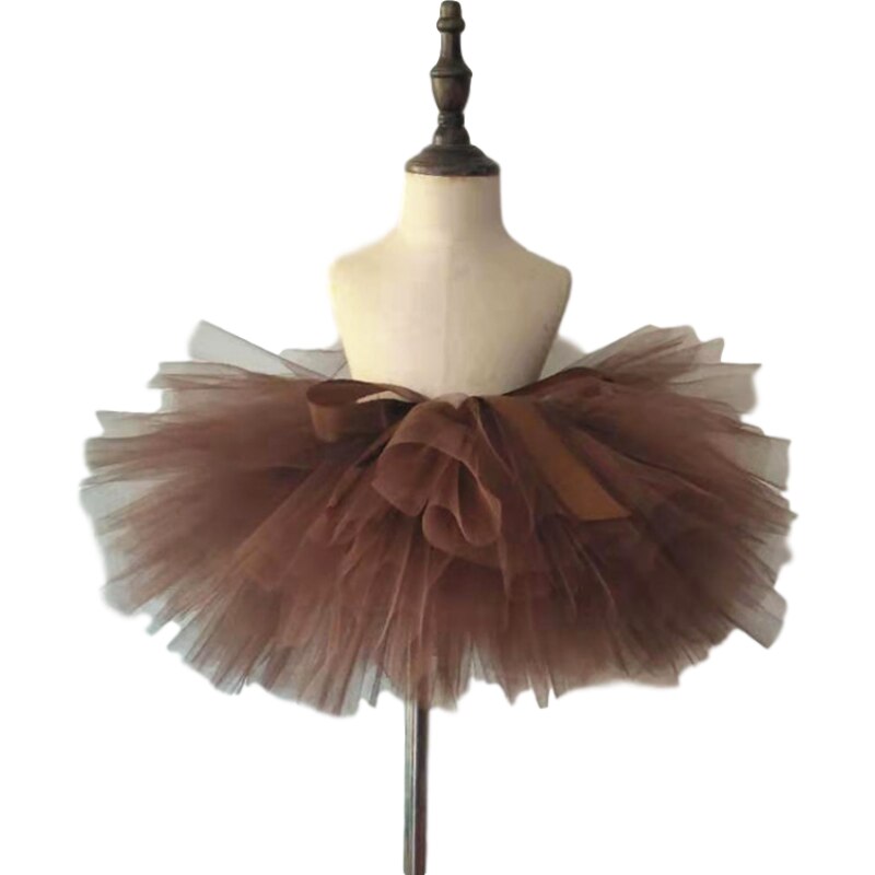 Tutu kjol kaffe brun färg barn flickor kostym tutu kjol handgjord fluffig balett dans julkläder barn