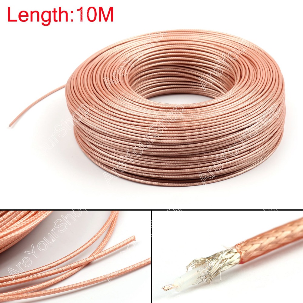 Areyourshop 1000CM RG179 RF Coaxial Cable Connector 75ohm M17/94 RG-179 Coax Pigtail 32ft Plug