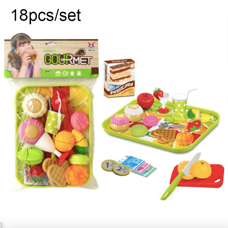 Jouets éducatifs de cuisine, nourriture artificielle pour enfant, ensemble de jeux de simulation, hamburger, dog, frites, fast food, restauration rapide,: 18pcs