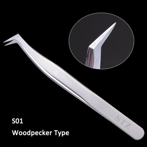 STZ 1pcs Rvs Wimper Extension Pincet Rechte Gebogen Curler Voor Wimper-valse Clip Makeup Nail Art Gereedschap s01-05: S01
