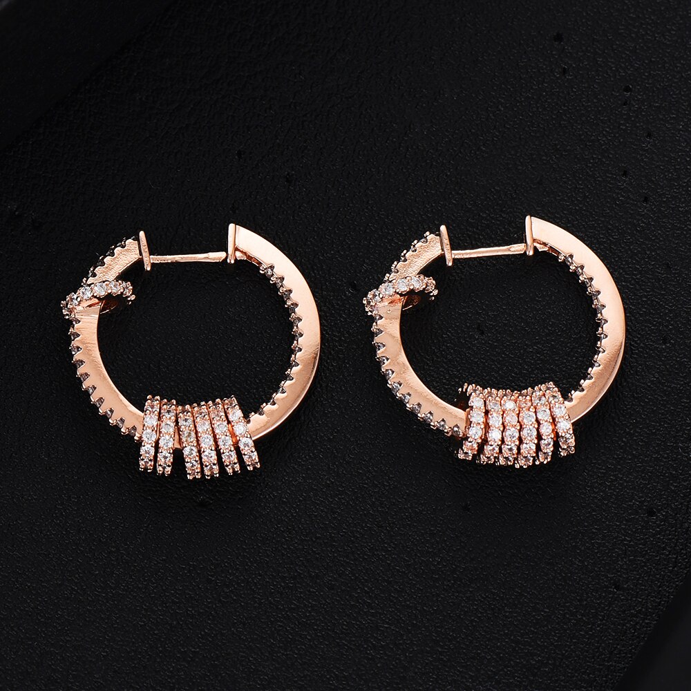 Godki Zirconia Manchet Oorbellen Huggie Hoop Oorbellen Voor Vrouwen Wedding Diafragma Dubai Bridal Earring Pulseras Mujer Moda: Rose Gold