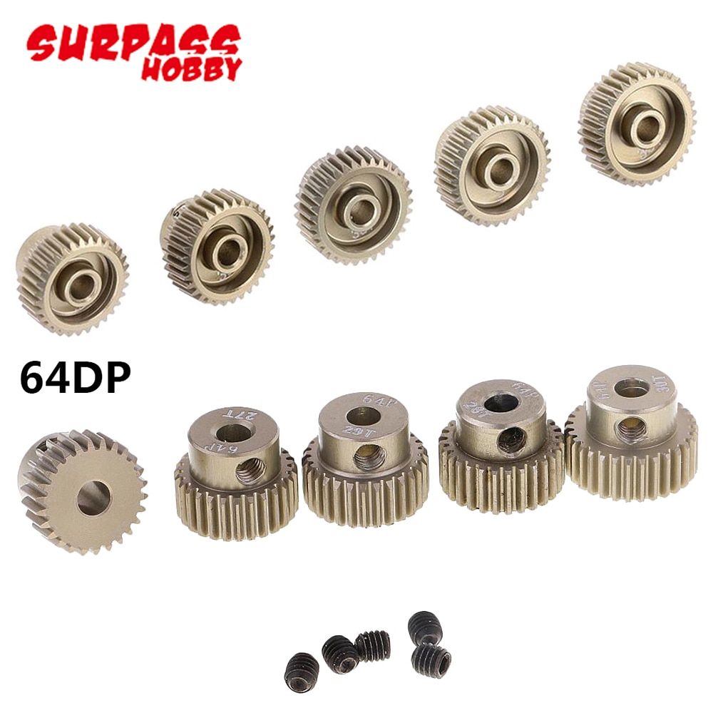 Pinion Gear,5 Stks/partij Surpasshobby 64DP 3.175 Mm 21T-25T/26T-30T/31T-35T/36T-40T/41T-45T/46T-50T Pinion Motor Gear Voor 1/10 Rc Auto