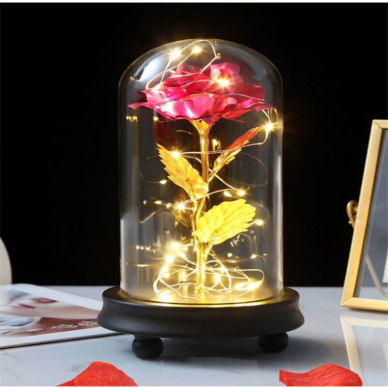 Medium Beauty And The Beast Rose Forever Rose LED Flashing Rose Forever Rose Lamp Night Light Romantic Valentines Day