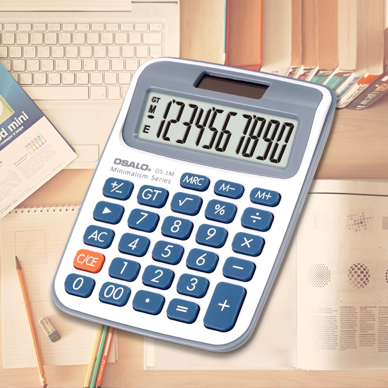 Desktop Calculator Handheld Mini Primary School Student Solar Dual Power 10 Digit Display Abs Plastic Material Os-1m Computer