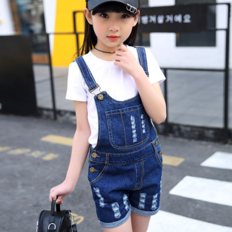 Denim Overalls for Girls Jeans Shorts Children Clothes Summer Girls Jumpsuit Kids Trousers for Girls 2 4 6 8 9 10 12 Years