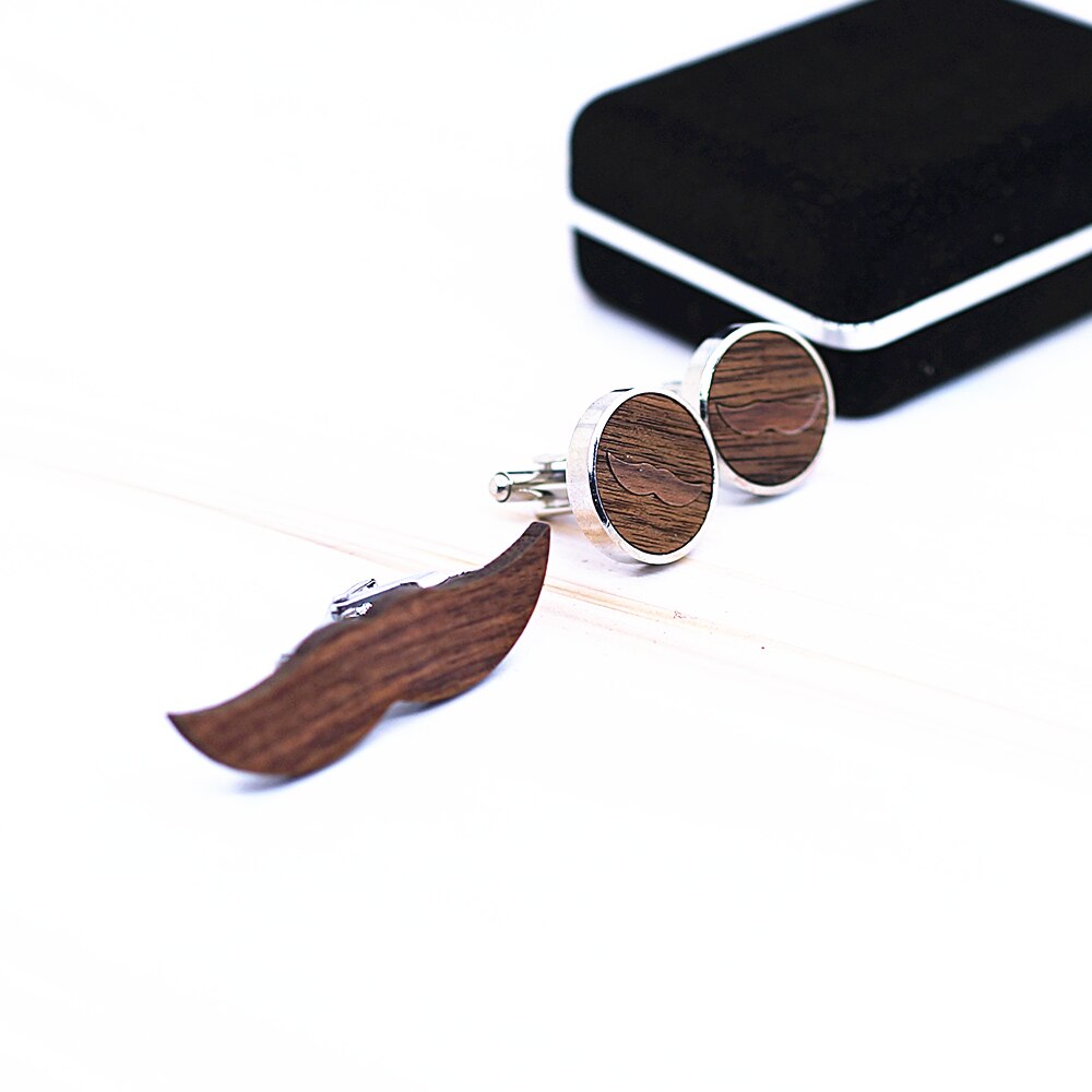 Classy Metal Whale Wooden Beard Tie Clip Men Accessories Male Business Banquet Bar Casual Necktie Clips Clasp Set