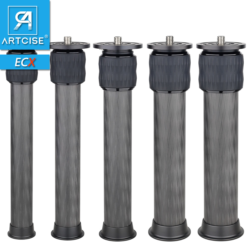 ARTCISE 10 Layers Carbon Fiber Center Column Extender 2-Section Tube Extension for Tripod Monopod 25.5mm/40mm CNC Anodized
