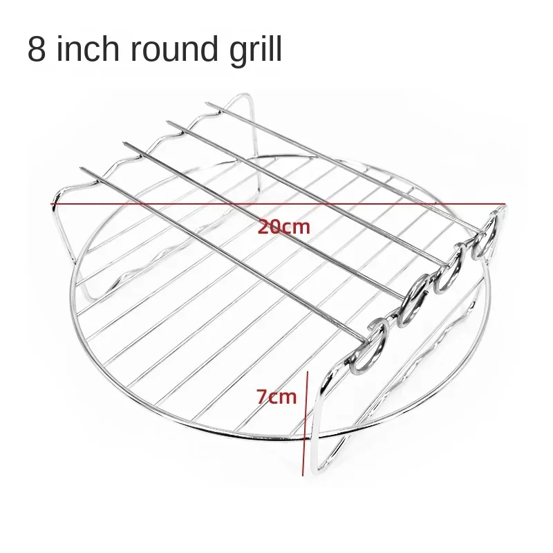6/7/8 Inch Grill Roestvrijstalen Lucht Friteuse Stoomgrill Met Grillnet Mini Stoom Visnet Gegrilde Visrek Lucht Friteuse Accessorie: Army Green