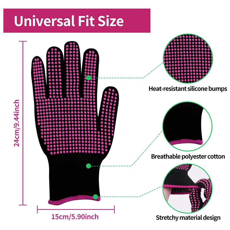 2 Stück hitzebeständige Handschuhe mit Silikon-BöGen, professionelle hitzebeständige Handschuhe, Haar-Styling, Lockenstab, stechen, Glätteisen