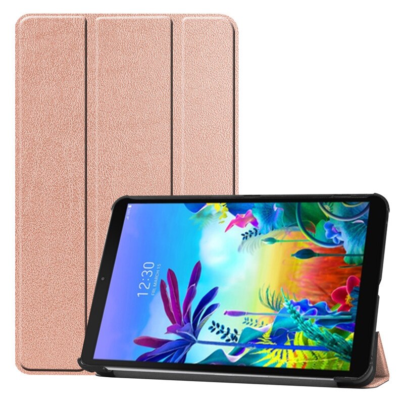 For LG G Pad GPad 5 Case 10 1 inch LM-T600L PU Leather Folding Stand Magnetic Cover for LG GPad5 10.1 inch Tablet Case Kids: Rose Gold