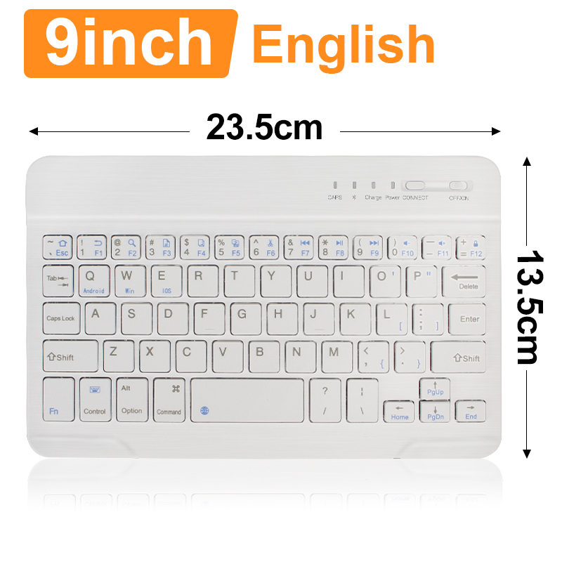 Bluetooth Keyboard Mini Wireless Keyboard Compatible with IOS Windows Rechargeable Keyboard for Mac ipad Phone Tablet Android: White 9 inch