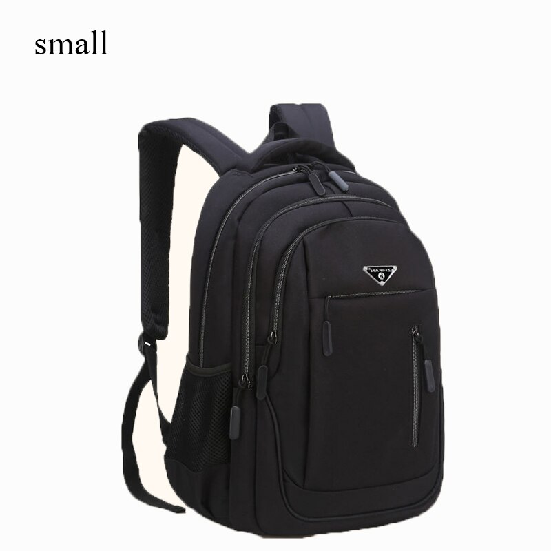 Large-capacity men's laptop rechargeable USB Oxford gray high school school bag youth backpack multifunctional backpack: Black small