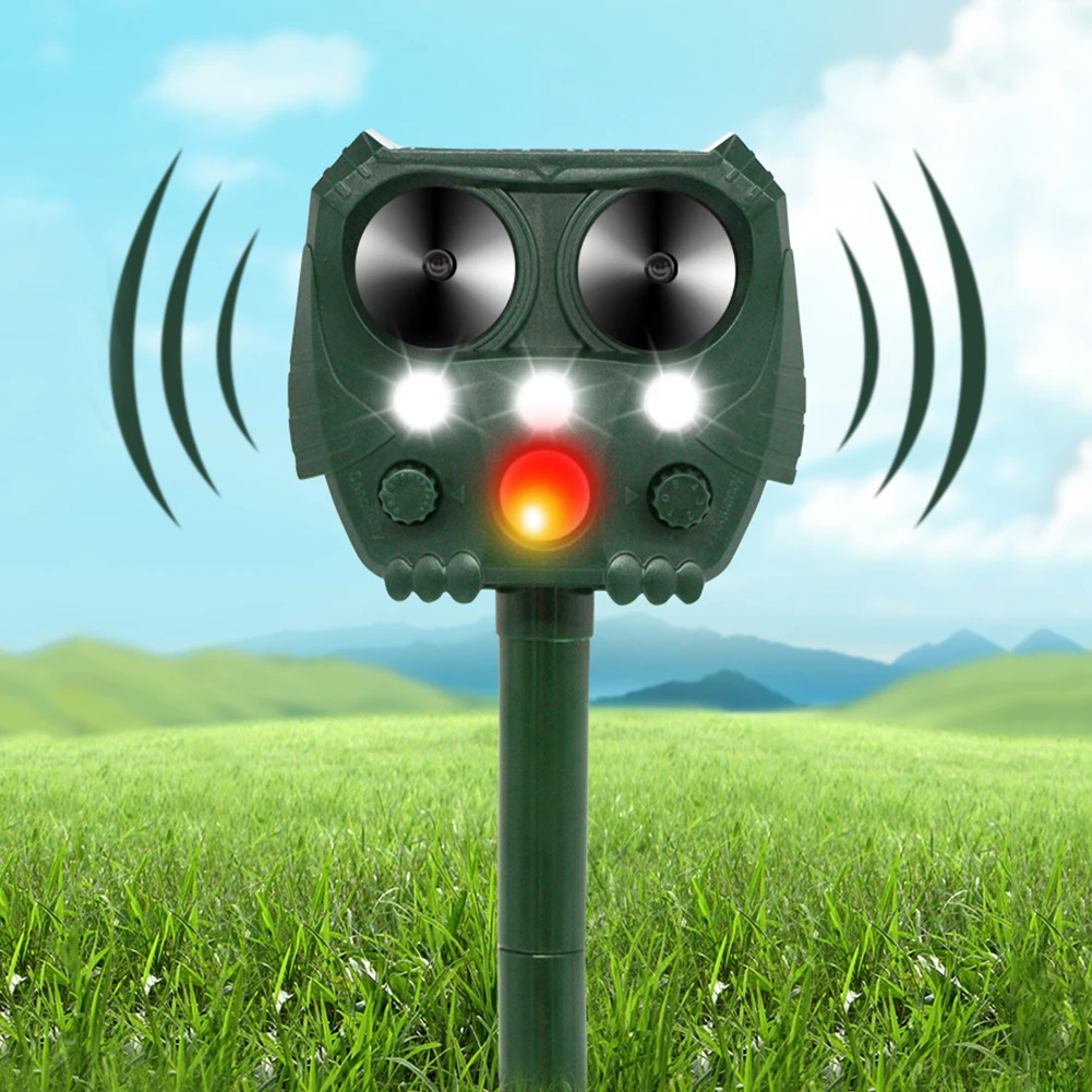 Répulsif Solaire Rechargeable à Massage Ultrasonique, Lumière LED, Alarme pour Verger, Serre, Jardin bobines al