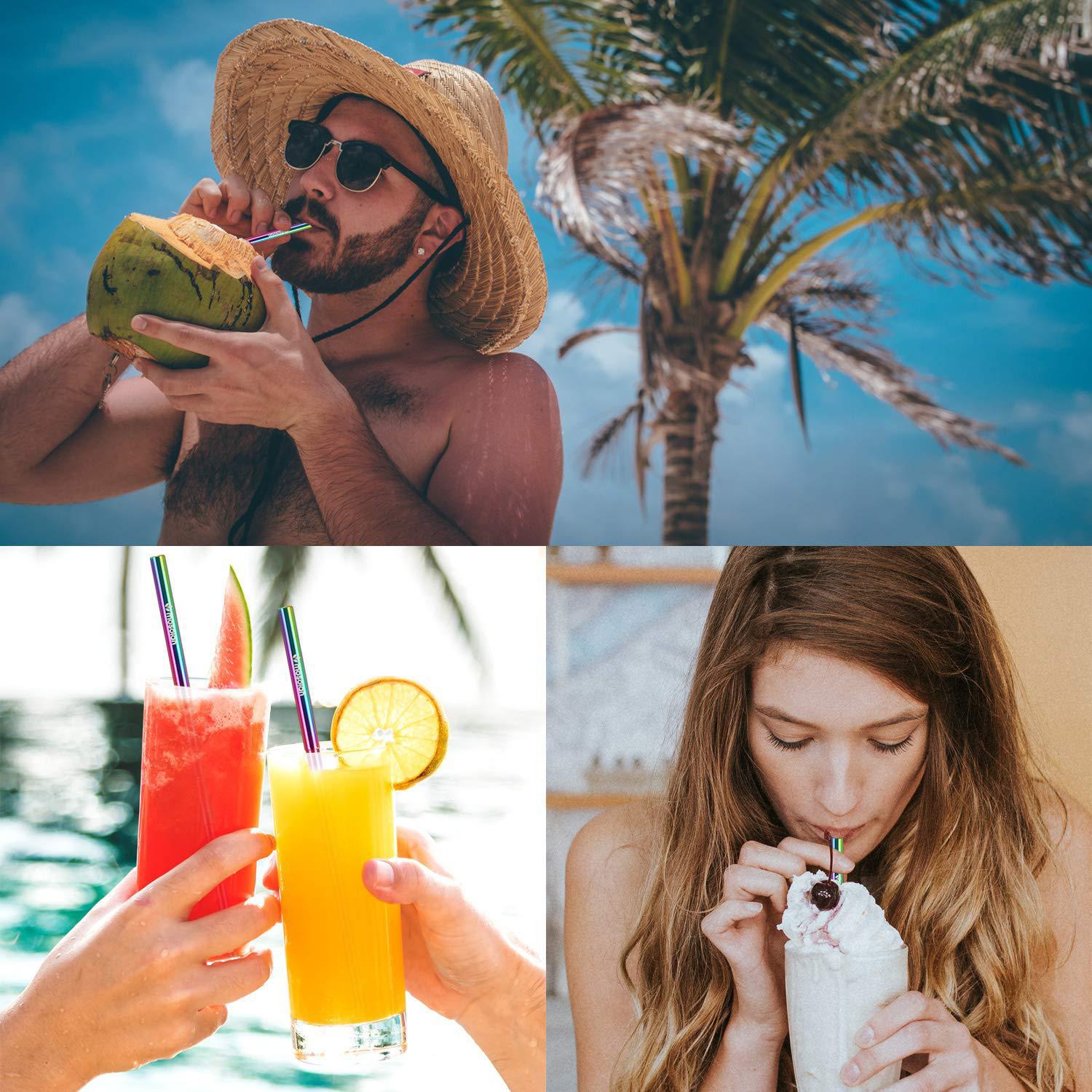 304 Stainless Steel Telescopic Straw Travel Reusable Portable Foldable Metal Beverage Milk Tea Straw