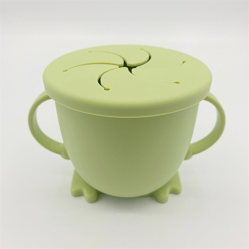 1PC Baby Silicone Snack Cup Baby Double Handle Silicone Feeding Bowl Spill-Proof Biscuits Container Box Snacks Storage Box: SFUG06