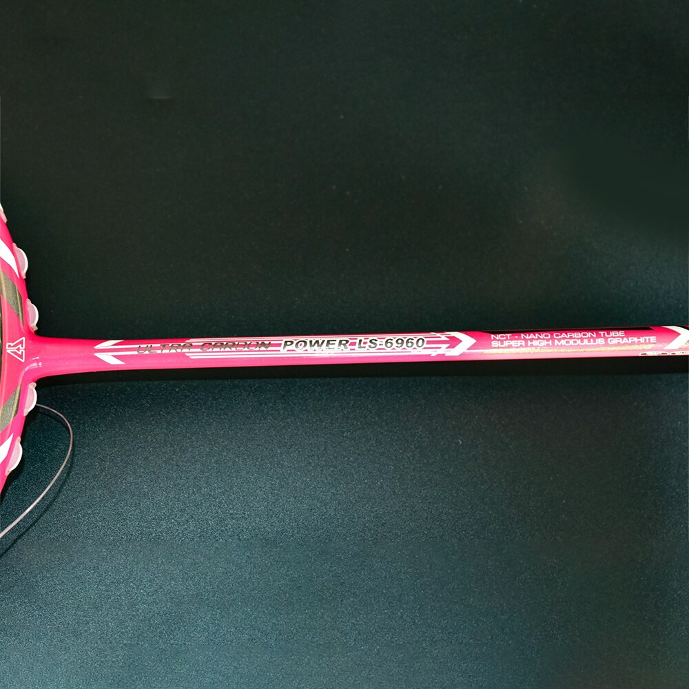 Landson uma raquete de badminton durável de fibra de carbono rosa com alta densidade composta sistema absorção de choque raquete de badminton