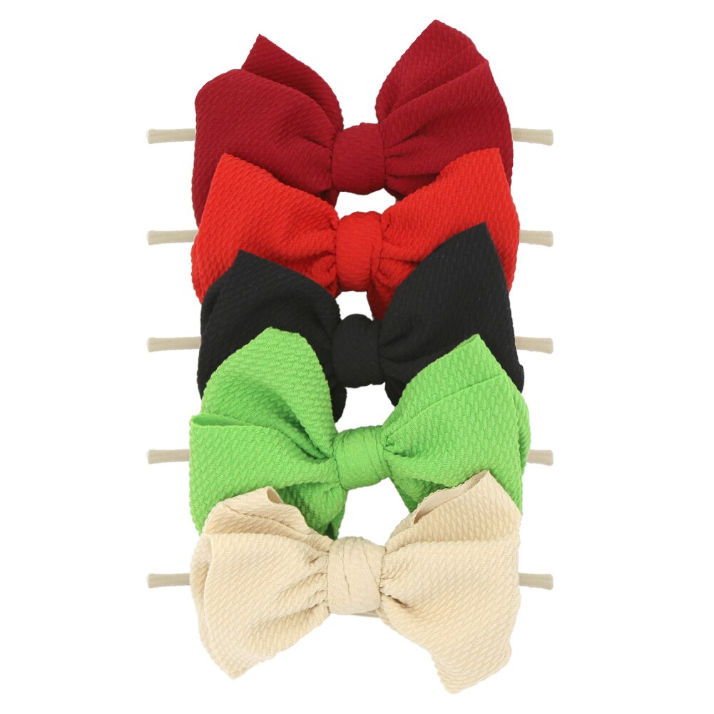 5Pcs/Lot Flower Print Elastic Nylon Band 5.9'' Big Bow Knot Headband Newborn Non-Marking Hair Accessories: mix12