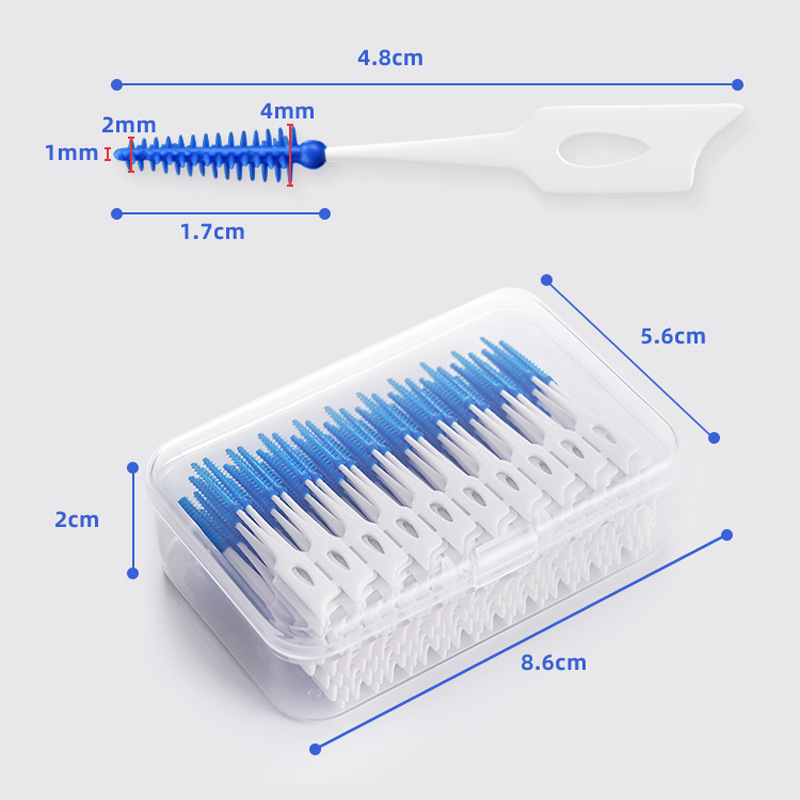 Brosse interdentaire en Silicone, 200 pièces/boîte, brosses de nettoyage dentaire Super douces, nettoyeur de dents, fil dentaire, cure-dents, outils de soins bucco-dentaires