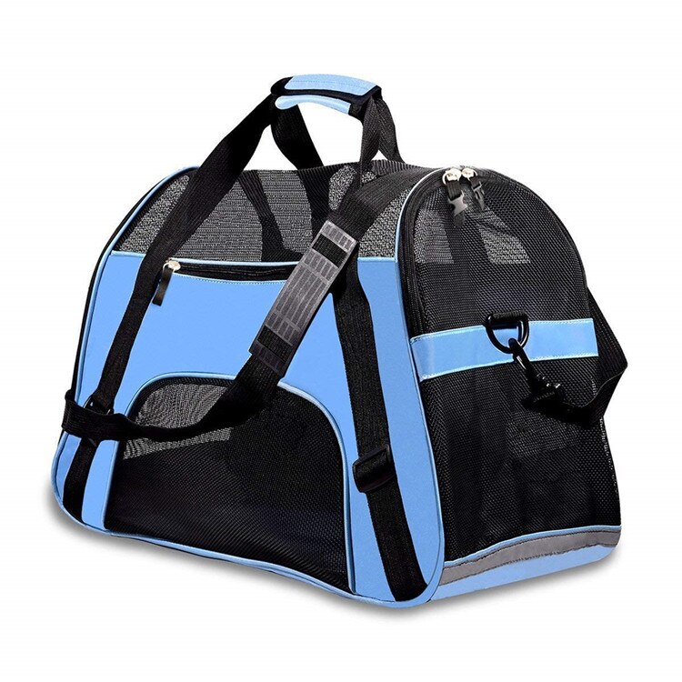 Pet Cat Carrier Rugzak Messenger Draagtas Uitgaande Reizen Pakketten Ademend Huisdier Handtas Voor Kleine Hond: Blauw / Large(52x24.5x33cm)