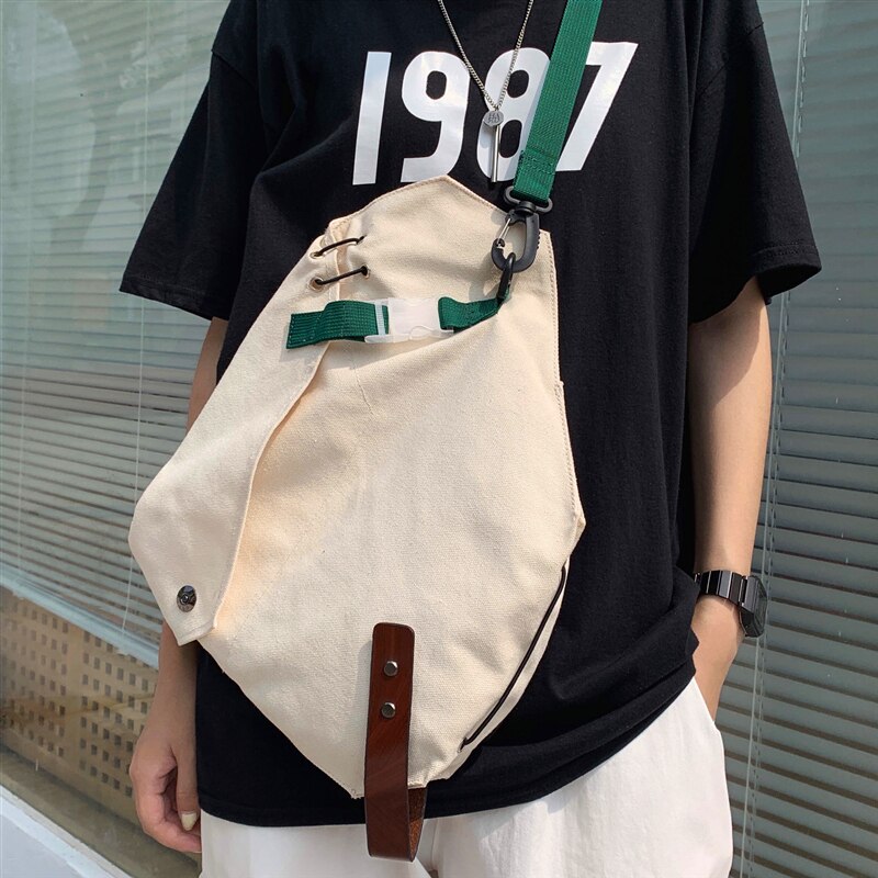 Umhängetasche für damen, marke: japanische canvas-tasche, schlicht, lässig, schultertasche, geräumige brusttasche für damen
