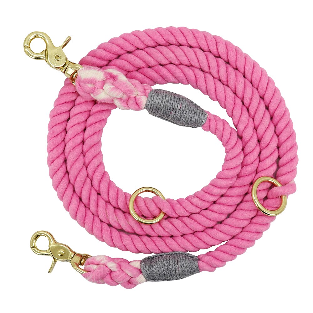 6ft Durable Nylon Dog Leash Round Cotton Dogs Lead Rope Outdoor Pet Walking Training Leads Ropes Leashes Belt: Pink