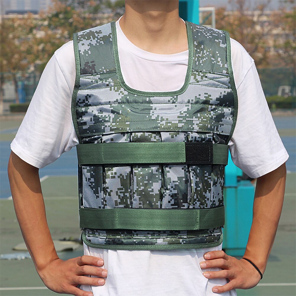 Max Loading 50kg Adjustable Weighted Vest Weight Jacket Oxford Exercise Weight Loading Cloth Strength Training