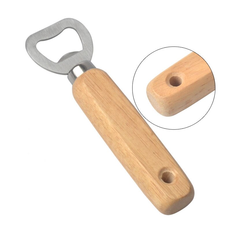 20 Stuks Houten Handvat Handheld Barman Flesopener Wijn Bier Soda Glas Cap Opener Kitchen Bar Gereedschap Creatieve Gat wedd