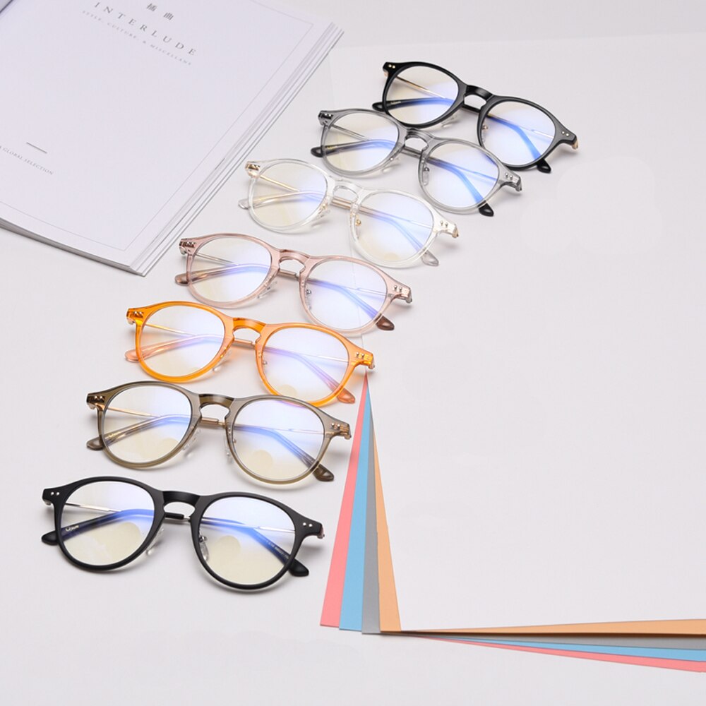 Peekaboo, gafas de filtro azul, mujeres, retro, transparente, gafas de ordenador para hombres, medio metal TR90, estilo coreano,