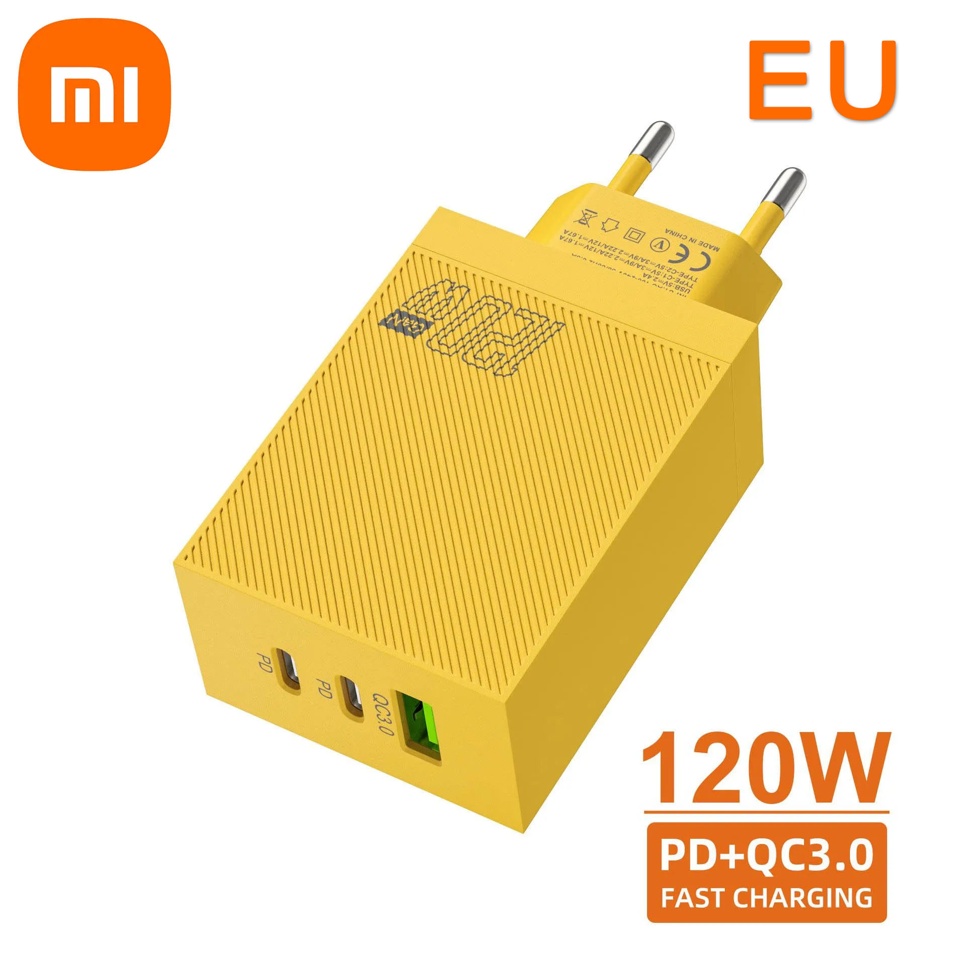 Xiaomi 120W carga rápida 3 puertos cargador de teléfono móvil cargadores USB tipo C adaptador de pared PD Dual enchufe UE/EE. UU. para iPhone Xiaomi: IL