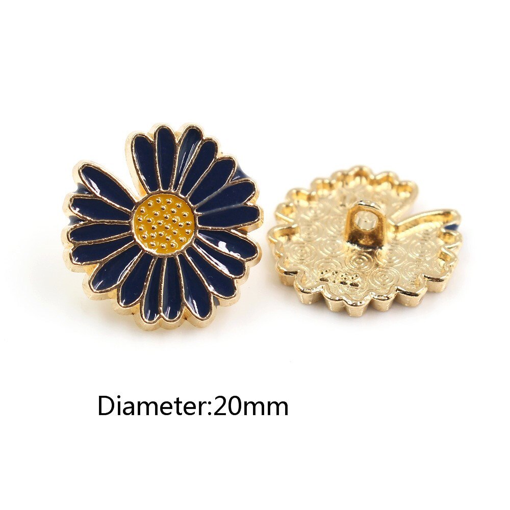 10 Stks/partij Zonnebloem Kleine Daisy-Vormige Knoppen Goud Voor Kleding Trui Jas Decoratie Shirt Knoppen Accessoires Diy Js-0270: Navy blue / 25mm