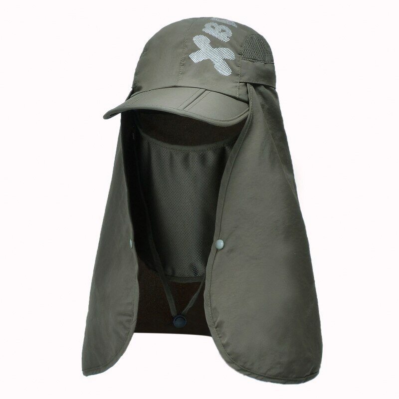 Zomer Uv Bescherming Zonnehoed Voor Vrouwen Mannen Opvouwbare Sneldrogend Waterdichte Baseball Caps Mannelijke Hals Flap Wandelen Vissen Hoeden: Army Green