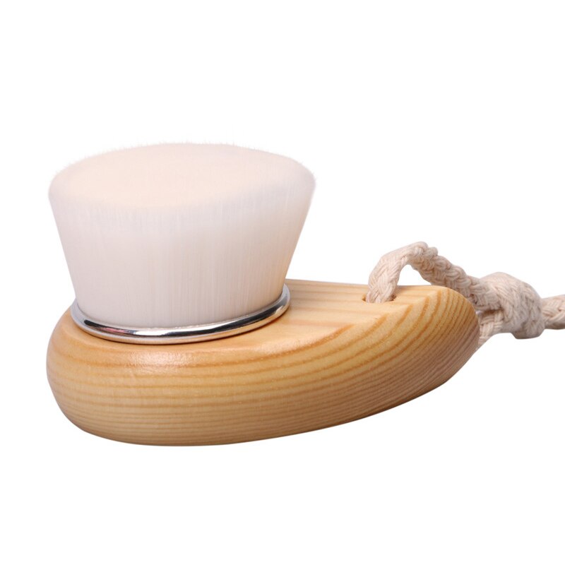 Ansigtsrens børste vask dybderensende bløde fibre mild ansigtsrens massager ansigtspleje hudpore ren børste: Sølv træbørste