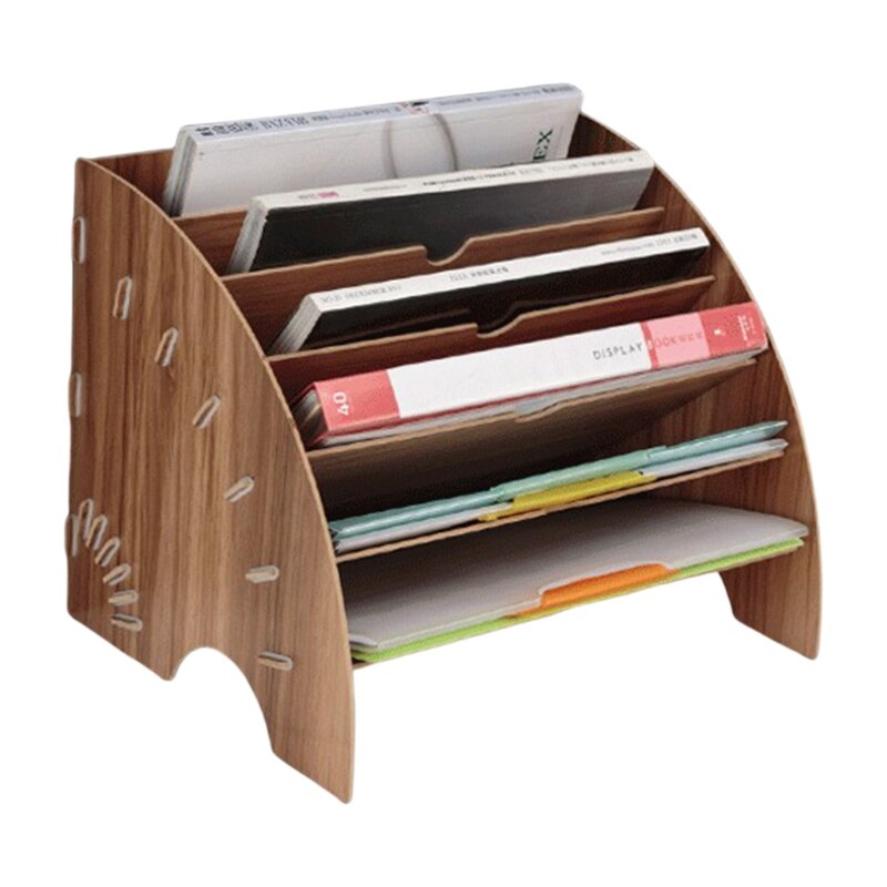Bureau en bois en forme d'éventail porte-fichiers bureau organisateur de bureau bricolage Document classeur multifonction Magazine livre étagère: BN