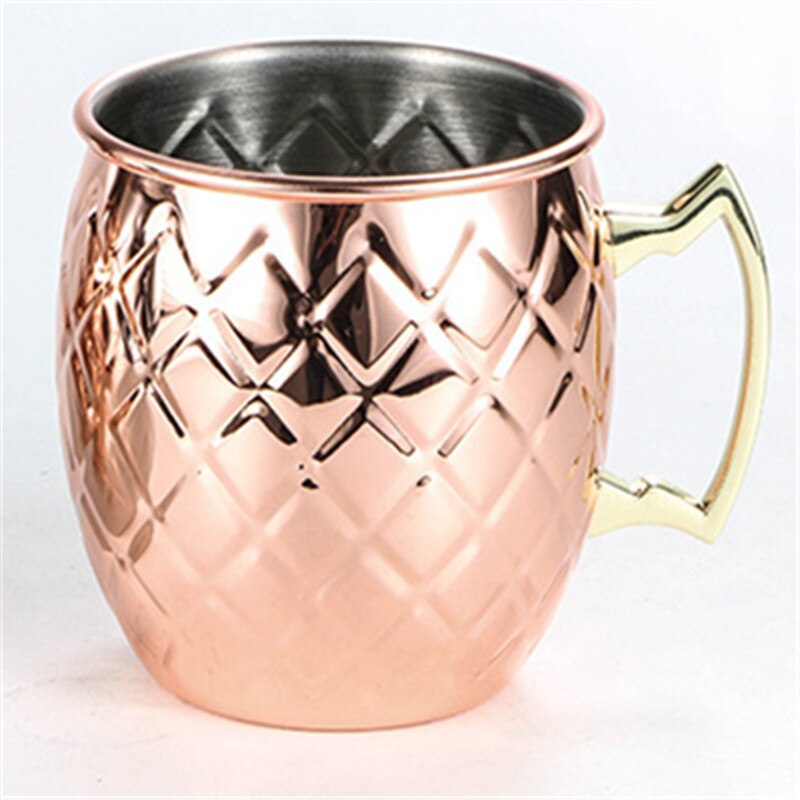 Taza bañada en cobre y bronce de acero inoxidable, taza de mula de Moscú, taza de cerveza, taza de café, leche, artículos de cóctel para Bar/hogar, 530ml