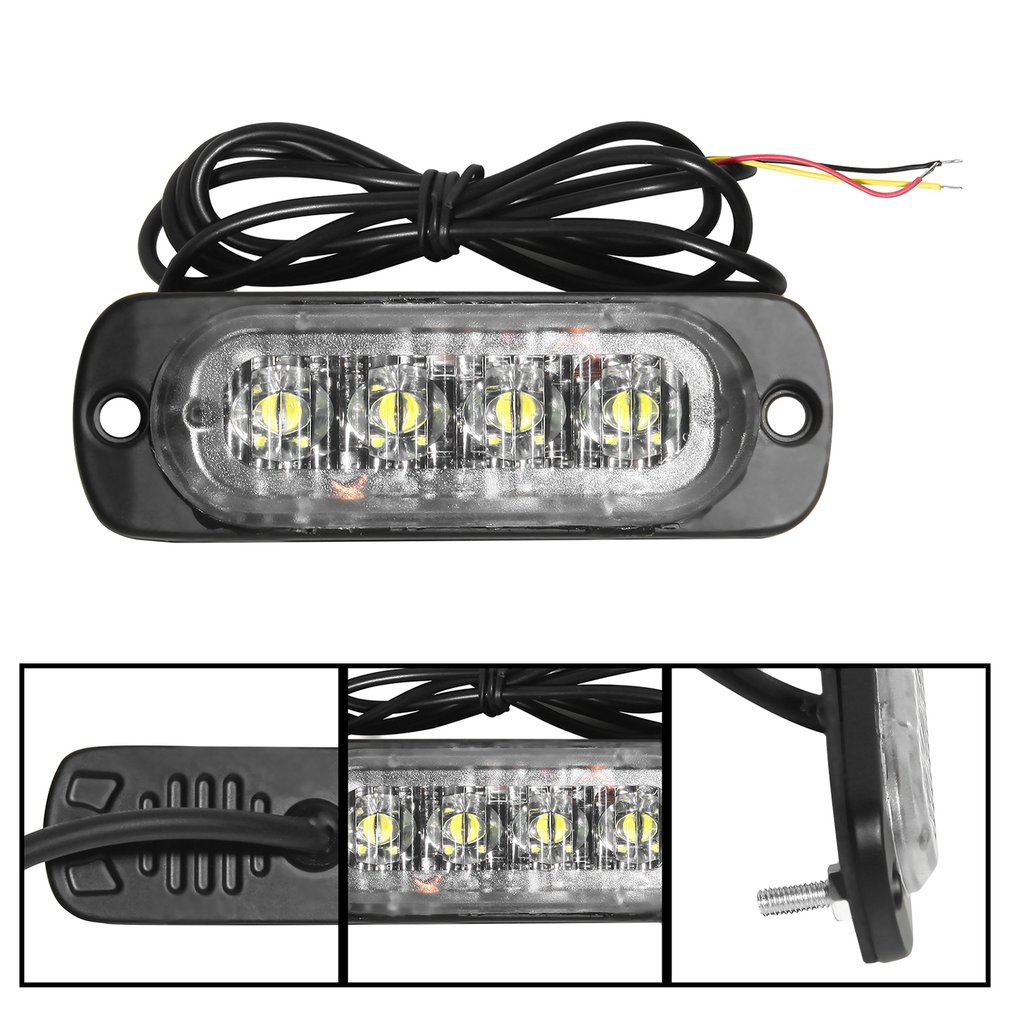 4 led 12-24v ultra-slank bil køretøj lastbil strobe blitz lys bagside lys bil nødadvarsel advarsel lampe bil styling