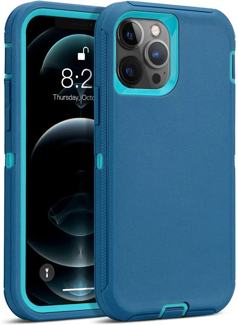 Luxury Hybrid Heavy Duty Armor Phone Case for IPhone 16 Pro Max Plus Shockproof Protect Otter Hard Box Belt Clip Cover: CANVAS / Dark Grey