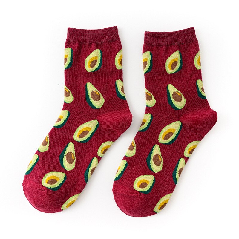 Avocado Pineapple Blueberry Banana Lemon Cartoon Socks Funny Women Casual Short Personality Socks Happy Cotton Fruit Socks