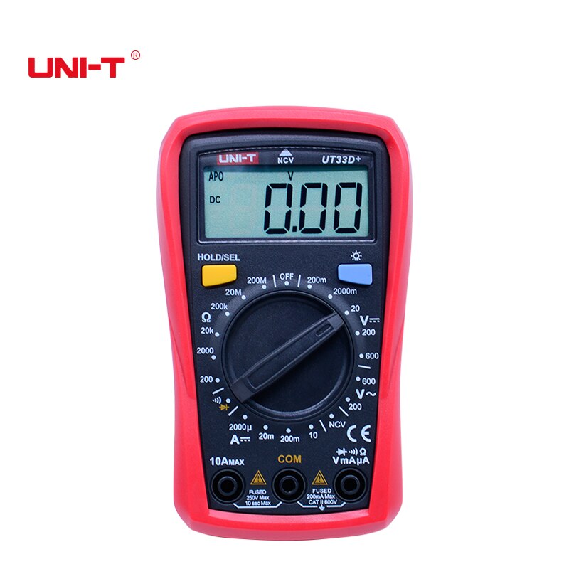 Uni-t  ut33 -serien digitale multimetre i håndfladestørrelse elektrisk håndholdt amperemeter multitester med baggrundslys datahold: Ut33d