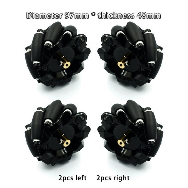 Roue Mecanum en plastique de haute dureté, 4 pièces/lot, 48mm 60mm 80mm 97mm, omnidirectionnelle pour moteur TT, voiture Robot intelligente avec moyeux de 6mm: GRIS