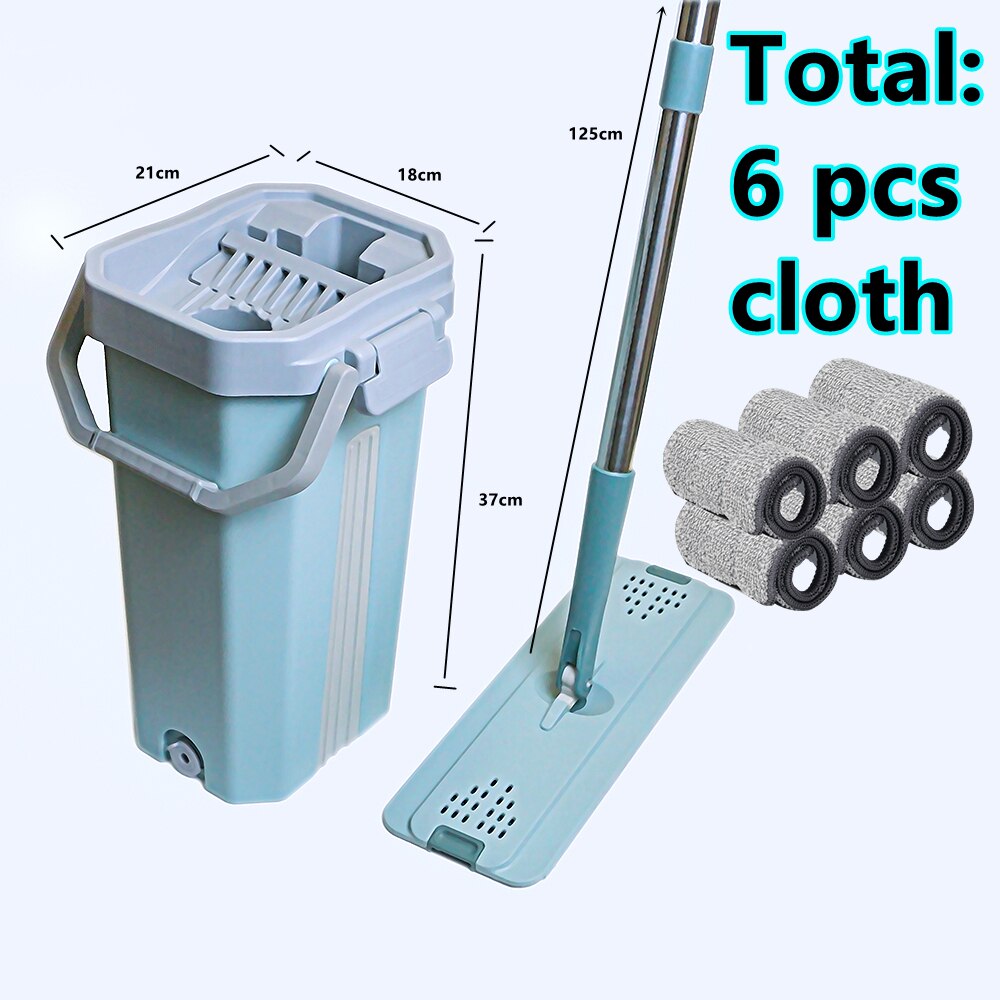 Plano apretar magia trapeador automático y el cubo para la casa y cocina lavado mopa para limpiar el piso Cubo de madera balde con mopa para pisos conjunto: mop 6 pads