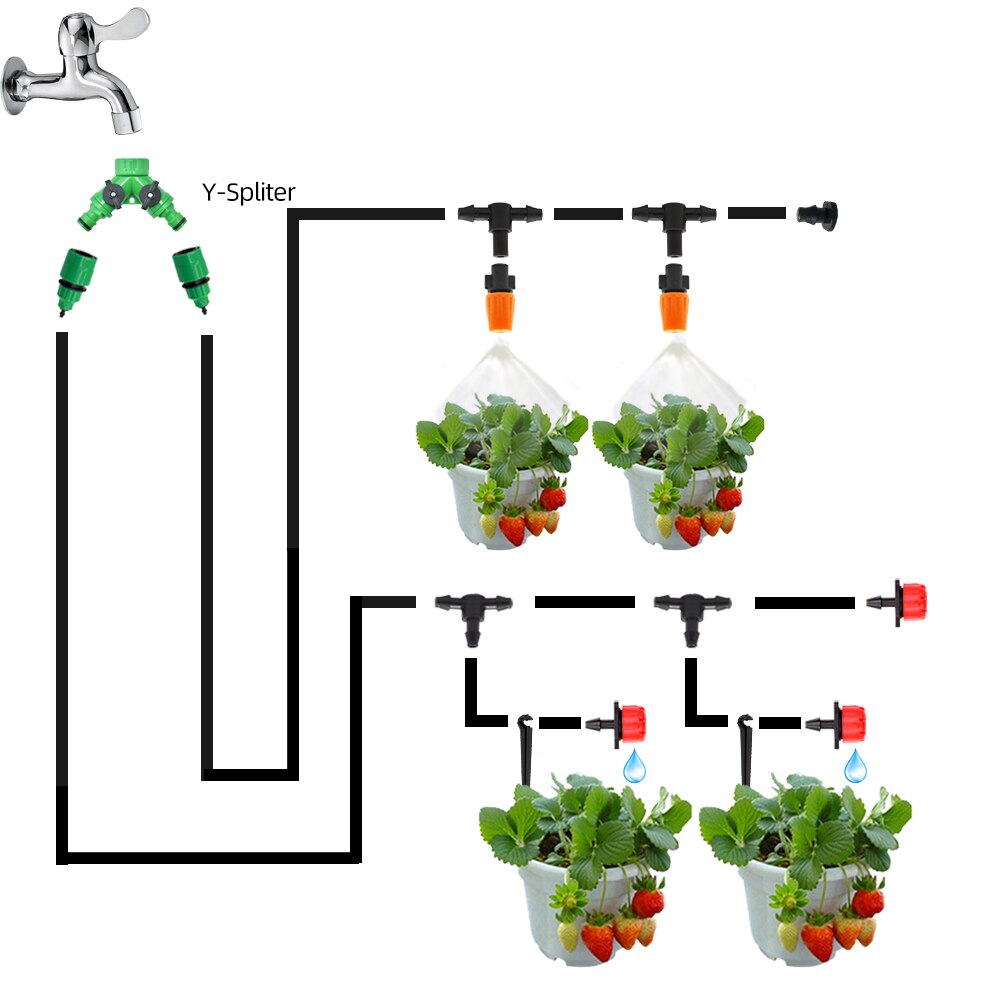 Irrigation Y Connector Adapter Splitter Resealable Tap 2 Way Valve Quick Coupling Drip Irrigation System