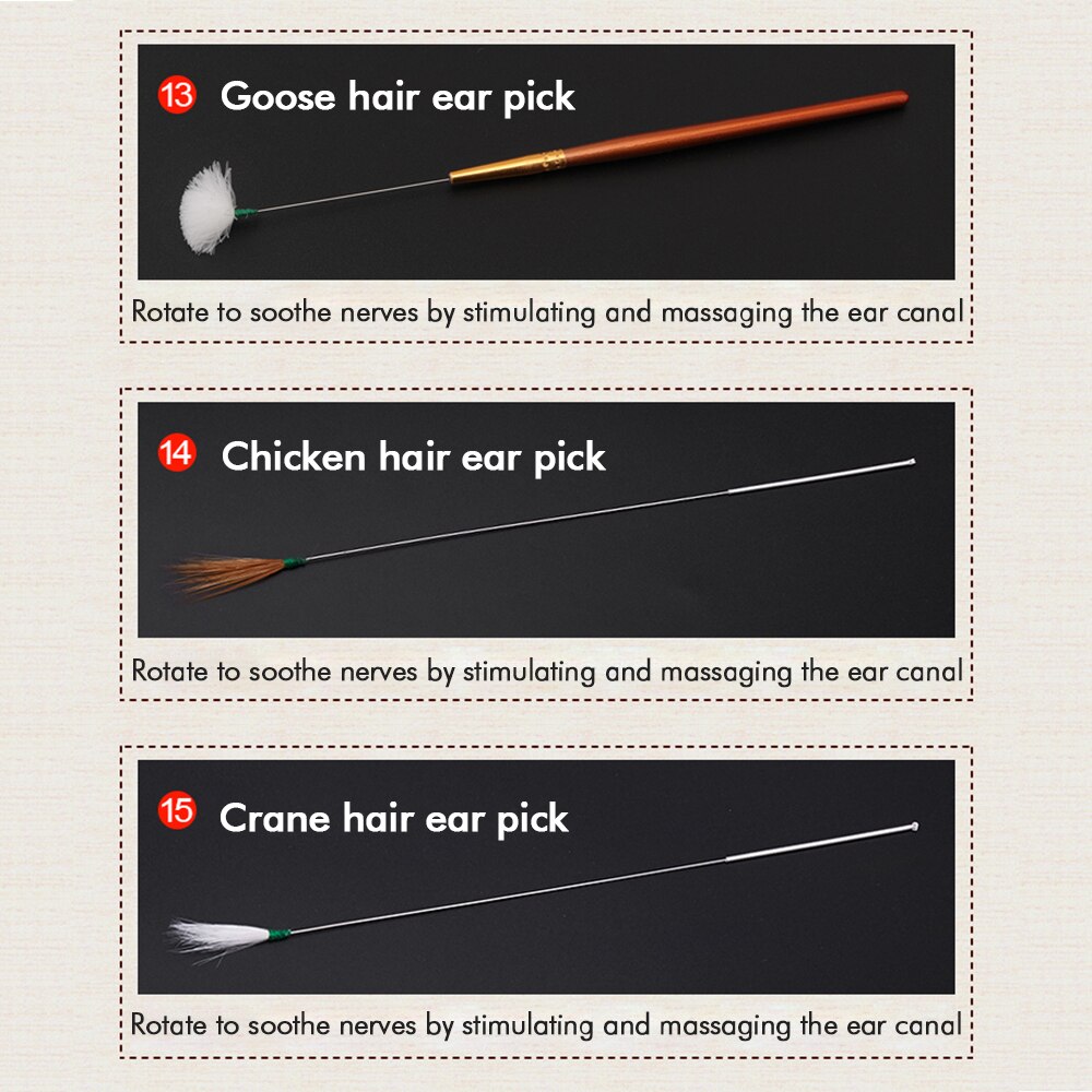 Ear wax Cleaner Set 20 Piece Removal Tool Kit Ear Massage Tool with Light &amp; Tweezers &amp; Spiral Spring Ear Spoon Set