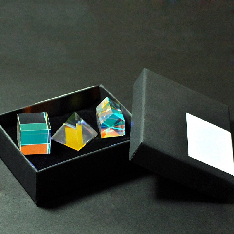 Optikk x-kubesett prisme tredelt pyramide til fotografering se på regnbueprismet 20 x 20mm student optisk eksperiment