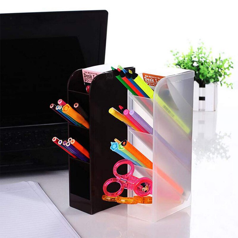 5 Pcs Bureau Organizer- Pen Organisator Opslag Voor Kantoor, School, Thuis Leveringen, doorschijnende Witte Pen Opslag Houder, Set Van 3, 2