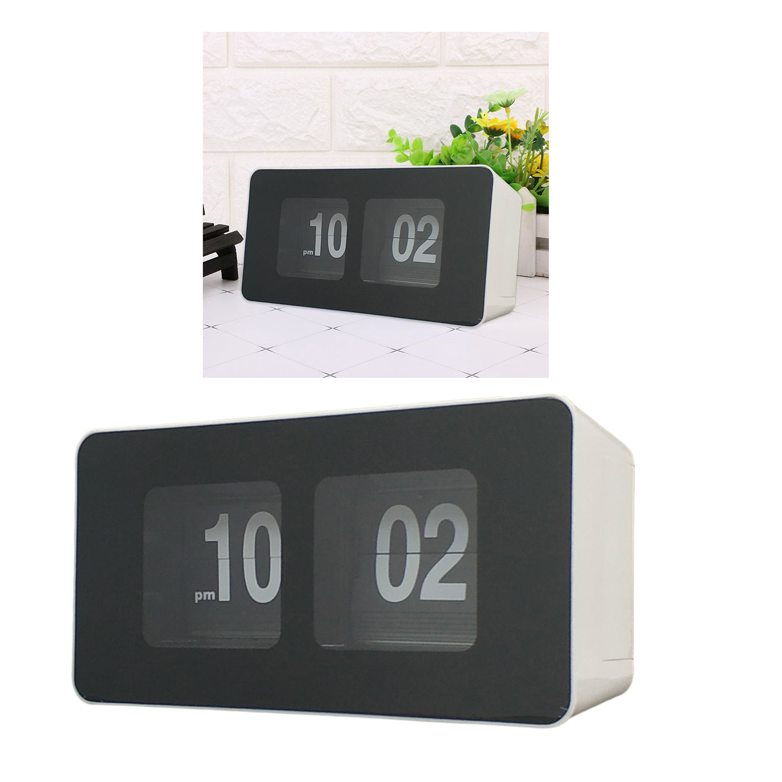 Auto Flip Desk Clock Retro Gear Wall Clock Non Ticking Silent Sweep